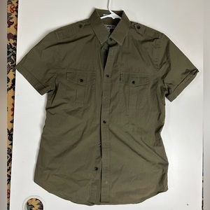 Express Men’s Forest Green Short Sleeve Button Down Shirt